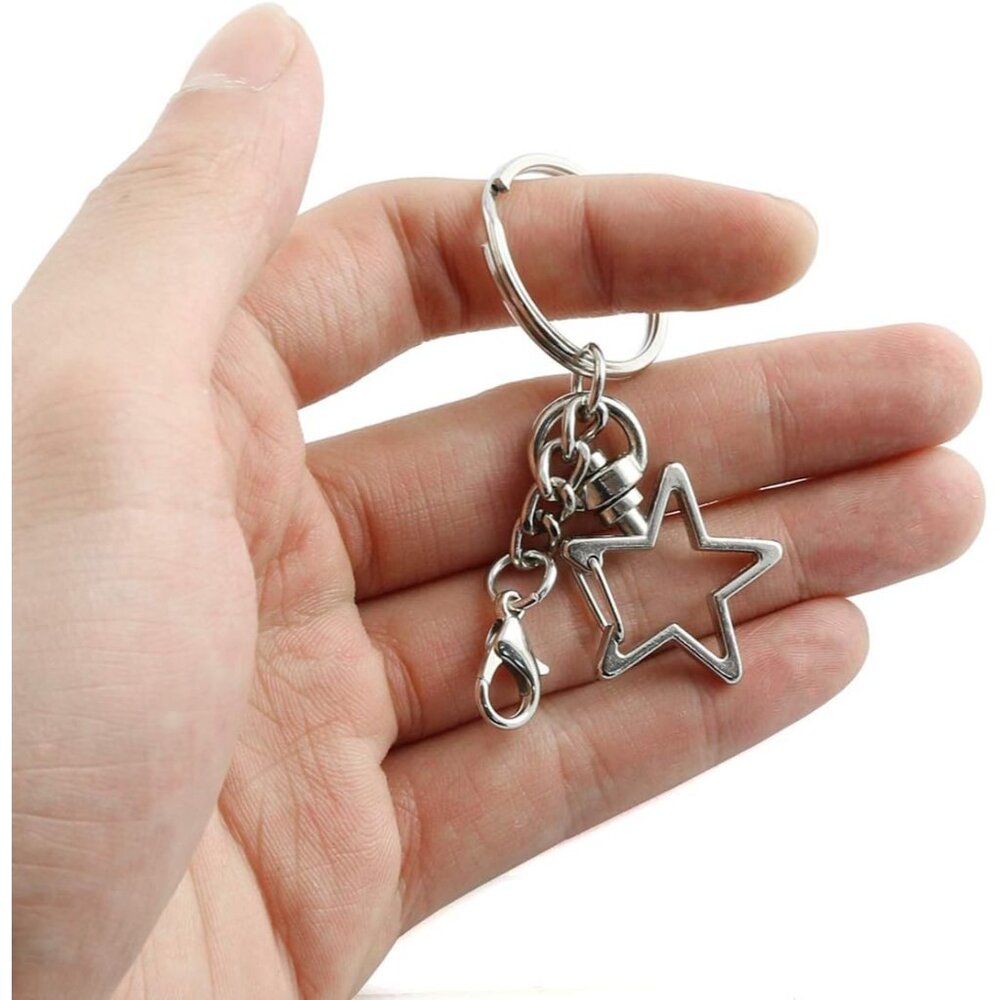 Chic Silver Star Spring Snap Keychain Clips - Set… - image 5